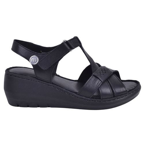 Mammamia D24YS-1375 Siyah Kadın Deri Sandalet